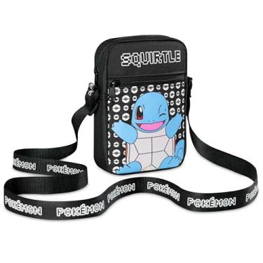 Imagem de Pokemon Bolsa de ombro transversal para crianças - alça ajustável Pikachu pequena bolsa de viagem - Presentes para jogadores (Black Squirtle), Squirtle preto, One Size