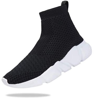 Imagem de Tênis de corrida esportivo unissex, respirável, leve, para meninos e meninas da Santiro (criança pequena/criança grande), High Tops-black, 5 Big Kid