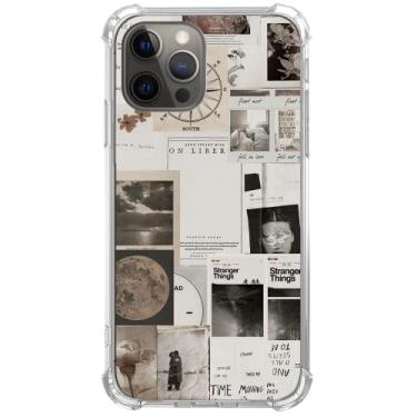 Imagem de Qivtpjkrin Capa de telefone com colagem de imagens compatível com iPhone 15 Pro Max, capa vintage de colagem de arte estética para iPhone 15 Pro Max, capa protetora de TPU com design moderno exclusivo