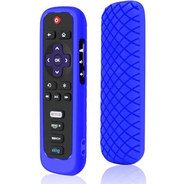 Imagem de Capa de controle remoto para Roku, capa de bateria para controle remoto TCL Roku Smart TV, controle protetor de silicone, capa universal azul