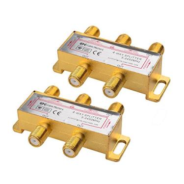 Imagem de Cable Matters Pacote com 2 divisores de cabo coaxial bidirecional de 2,4 GHz de 4 vias para STB TV, antena e rede MoCA – Todas as portas de passagem – Banhado a ouro e resistente à corrosão
