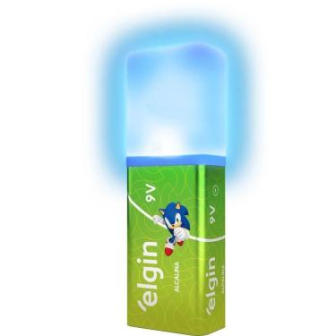 Imagem de Pilha Bateria 9v com Lanterna Led Luz Azul - Elgin