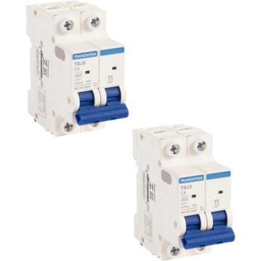 Imagem de 2 Disjuntor Tramontina 4A 2P Bipolar Curva C 3kA TDJ3 DIN