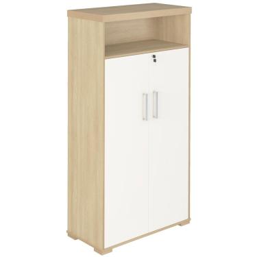 Imagem de Kit 2 Armários Multiuso Office 2 Portas E Nicho Atria Executiva A02 Carvalho Branco - Lyam Decor