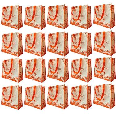 Imagem de Bolsa Ecobag Sacola De Ombro Kit 20 Uni Reutilizavel Compras Mercado Dobravel