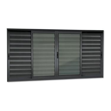 Imagem de Veneziana Elite 6 Folhas Moveis 120 X 240 Vidro Liso Preto