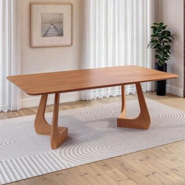 Imagem de Mesa De Jantar Retangular 6 Lugares 210x100cm Paineira Cabecasa Madeiramadeira Champanhe