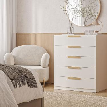 Imagem de Cômoda 5 Gavetas 80cm Jade Cabecasa Madeiramadeira Branco