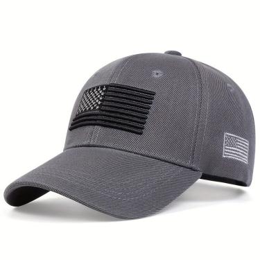 Imagem de Boné Casual Ajustável Com Bandeira Americana Para Homens, Ideal Para Primavera/outono/inverno Cinza