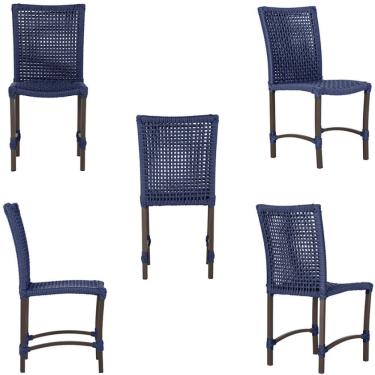 Imagem de Mesa Ascoli 4 Cadeiras Cannes De Alumínio Trama Azul