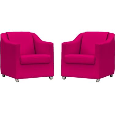 Imagem de Kit 2 Poltronas Mila Corino Cores Pé De Plástico Cromado - Pink Corino