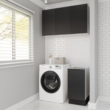 Imagem de Lavanderia Modulada 2 Peças Sem Tampo Com Rodapé Ipanema Cabecasa Madeiramadeira Grafite Trama