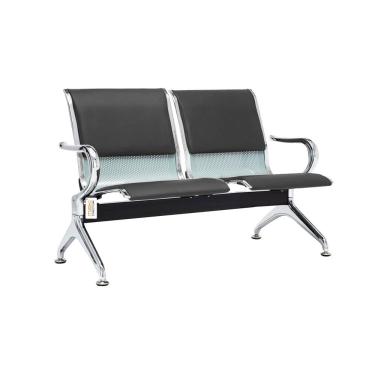 Imagem de Cadeira Longarina Com Est Cromada 2 Lugares Colors Cinza Escuro