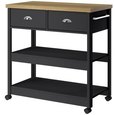 Imagem de Aparador Carrinho Café 2 Gavetas 85 Cm Ba135 Preto Dtall