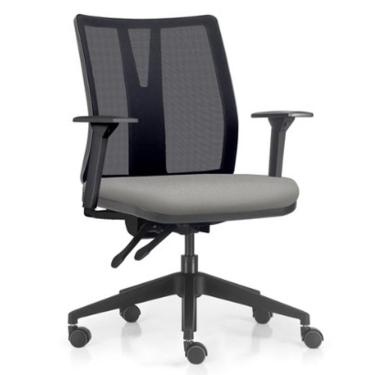 Imagem de Cadeira De Escritório Giratória Diretor Flow F02 Base Preta Crepe Cinza - Lyam Decor