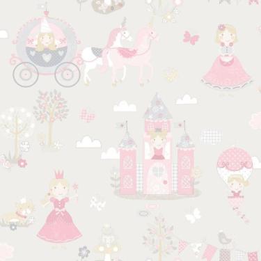 Imagem de Papel De Parede Conto De Fadas - G78370 Cinza E Rosa Tiny Tots 2 - G78370
