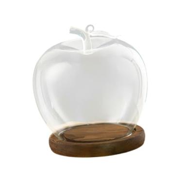 Imagem de Ｂｅｓｇａ Pote cloche de vidro com cúpula de diâmetro de 9 cm, decorativo, vazio, para mesa, com base de madeira, para joias, prateleira de mesa, centro de mesa, CafÉ