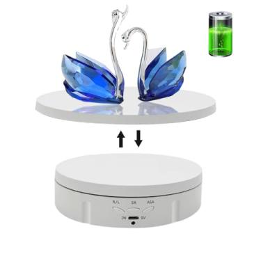 Imagem de JAYEGT Suporte De Exibição Rotativo Motorizado 2 Em 1 Com Capa Substituição Espelho, Carga Máxima 22 Libras, Plataforma Giratória Eletrônica 360 Graus Para Exposições Produtos Fotográficos, Joias, R