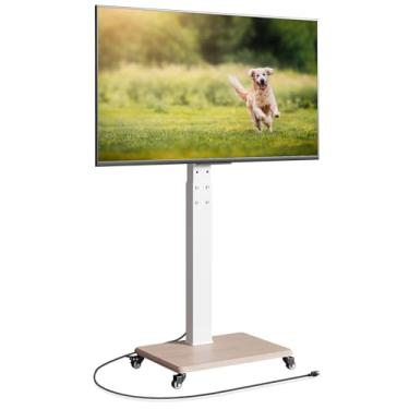Imagem de Neothm Suporte De Tv Com Rodinhas E Tomada Para Tvs 32 A 75 Polegadas, Carrinho Móvel Giratório Sobre Rodas, Altura Ajustável, Inclinação Áreas Externas Até 50 Kg, Uso Interno/Externo, Max Vesa 600