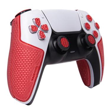 Imagem de TALONGAMES Fitas Para Controle Compatíveis Com Ps5 Dualsense, Fita Antiderrapante Versão Ultra, Absorvente De Suor, Kit Capa, Grips Playstation 5, Botões, Gatilho, Direcional Vermelho