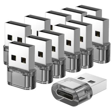 Imagem de Fidioto Adaptador Usb Macho Para C Fêmea, Pacote Com 12, Carregador E Conector De Data Apple Iphone 16/15/Ipad/Galaxy/Apple Watch/Pad Air/Laptop/Carro/Carregador/Carplay/Tomada Parede/Quest Link Etc
