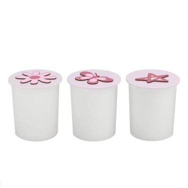 Imagem de Trio de Potes Kit Higiene Bebê Quarto Lavável Arco Íris - Neném na Nuv