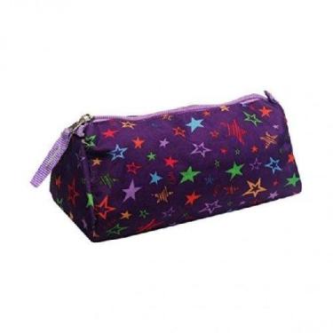 Imagem de Estojo bolsinha Escolar necesser Feminino Estrelas - CLIO, Roxo