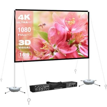 Imagem de WEDIOU Tela De Projetor Com Suporte 120": Projeção Dobrável E Portátil 16:9 4K Hd, Sem Rugas, Leve, Bolsa Para Transporte Filmes, Home Theater, Cinema No Quintal