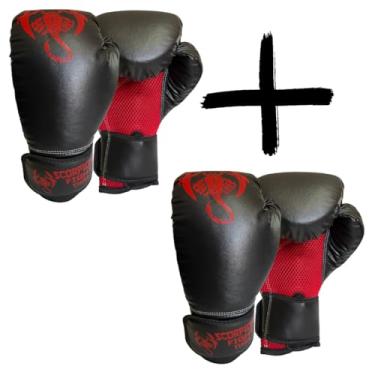 Imagem de Kit Duas Luvas De Boxe Muay Thai, Kickboxing Treino Sparring (Vermelho/Vermelho, 12oz)