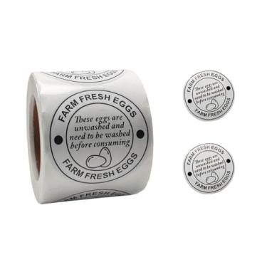 Imagem de Etiquetas autoadesivas de embalagem de ovos frescos de 5 cm para manuseio de ovos não lavados para frango, codorna, pato, 500 etiquetas por rolo