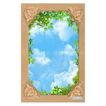 Imagem de Papel De Teto Céu Azul Nuvens Moldura Impressa 3,5M Rof29 - Você Decor