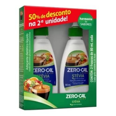Imagem de Zero-Cal - Stévia Kit 2 Adoçantes Líquidos - Natural, Saboroso e Sem Calorias - 2x80ml