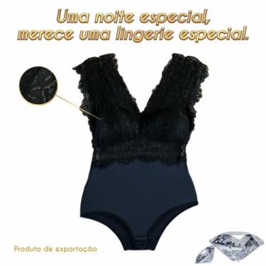Imagem de Body com renda. - Nobreza Real Lingerie, Preto, 46