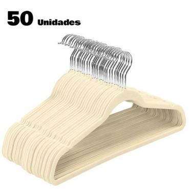 Imagem de Cabide de Veludo Adulto Cor Bege 50 Unidades FUKUYAMA