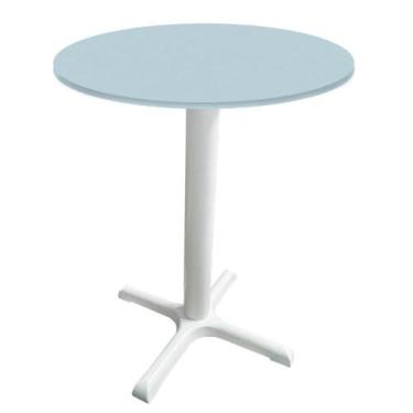 Imagem de Mesa Ômega Ferro Branco 74 cm (Alt) Base em X Tampo MDP Redondo Cinza 