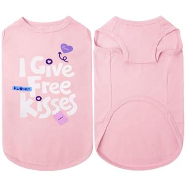 Imagem de Kuoser Camiseta para cães, macia, respirável, sem mangas, com estampa "I Give Free Kisses", moletom fofo para cães pequenos, médios e grandes, meninas, meninos, camisetas de algodão, presente para