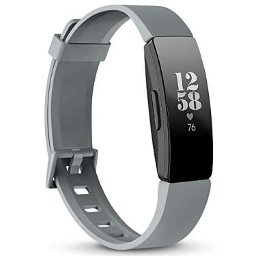 Imagem de Pulseiras de TPU macias AK compatíveis com Fitbit Inspire HR/Fitbit Inspire/Fitbit Ace 2 bandas, pulseiras esportivas à prova d'água para Fitbit Inspire HR Fitness Tracker, Cinza, Large
