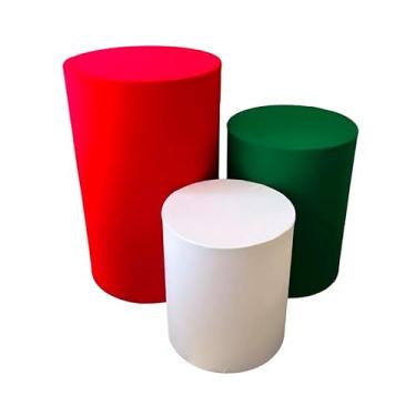 Imagem de Kit Capa Trio de Cilindro Decoração Festa Veste Facil(2 VERMELHO / 1 FOLHA)