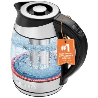 Imagem de Chaleira Elétrica 1.8L, controle de Temperatura e Aço Inoxidável, 1200W, 110v, CHEFMAN, Preto