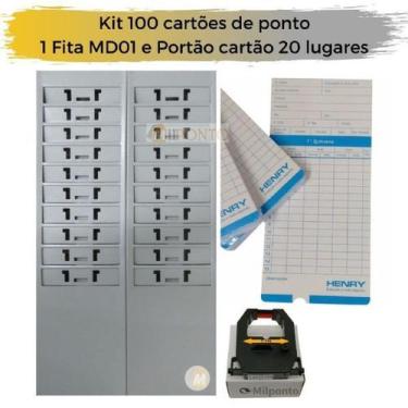 Imagem de Kit 100 cartões de ponto + chapeira 20 lugares e fita MD01 - CHAPMIL