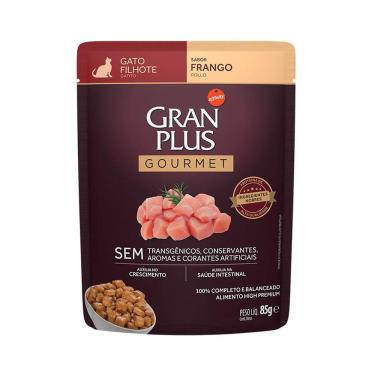 Imagem de Ração Úmida Gran Plus Sachê Gatos Gourmet Filhotes Frango 85g