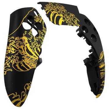 Imagem de eXtremeRate Capa Frontal Esquerda Direita Com Touchpad Compatível Controle Ps5 Edge, Faça Você Mesmo, Substituição De Painel Frontal, Personalizada Para - The Great Golden Wave Off Kanagawa, Preto