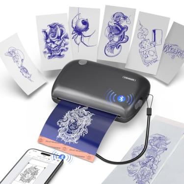 Imagem de Wormhole Tattoo Impressora estêncil, mini impressora de tatuagem, máquina de estêncil térmica Bluetooth compatível com tablet, smartphone para iniciantes e artistas de tatuagem - cinza