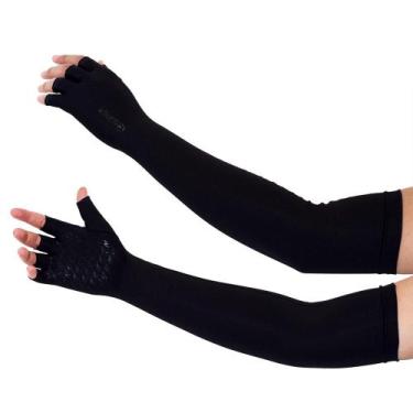 Imagem de Luva Extra Longa Proteção Solar Uv50+ Antiderrapanteb- Ellepsun, Preto