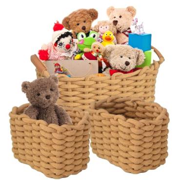 Imagem de Cesto de Armazenamento Trançado,Cestos Quadrados para Organizador de Prateleiras | Organizador Retangular Para Lanches Brinquedos Livros Comandos Revistas Chaves