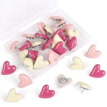 Imagem de Pinos de pressão, 30 peças de pinos para quadro de cortiça tachinhas de polegar decorativas para parede de fotos, mapa, quadro de avisos, escritório ou casa (rosa)