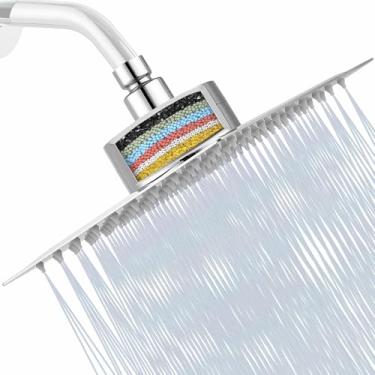 Imagem de Katezon Chuveiro filtrado, chuveiro de alta pressão com filtro para água dura, remove cloro e substâncias nocivas, chuveiro quadrado de 25 cm (cromado)