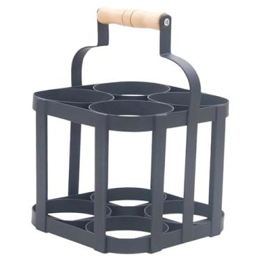 Imagem de Bothyi Suporte para bebidas com alça e porta-leite, prático, 4 grades, cesta de ferro para exibição de bebidas, para camping e café em casa