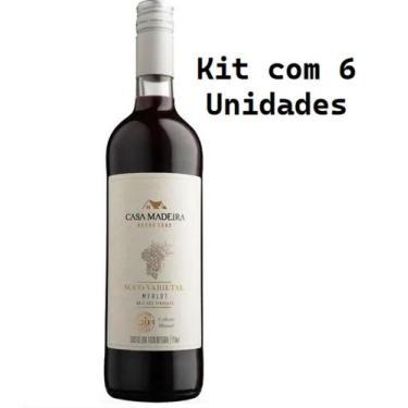 Imagem de Kit 6 Un Suco de Uva Varietal Tinto Integral Merlot Casa Madeira 750 m