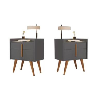 Imagem de Kit 2 Mesas De Cabeceira Quarto Retrô Decorativa Canto Lateral - Davi 
